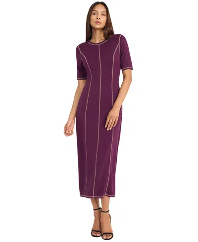 Donna Morgan Women's Crewneck Dress In Burgundy