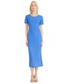 Donna Morgan For Maggy Textured Knit Midi Dress In Blue