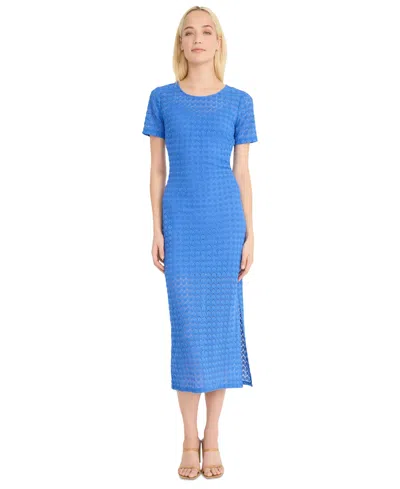 Donna Morgan Women's Crochet Midi Dress In Blue