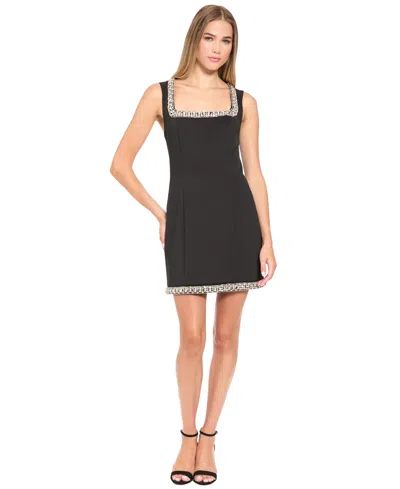 Donna Morgan Women's Embellished Square-neck Mini Dress In Black