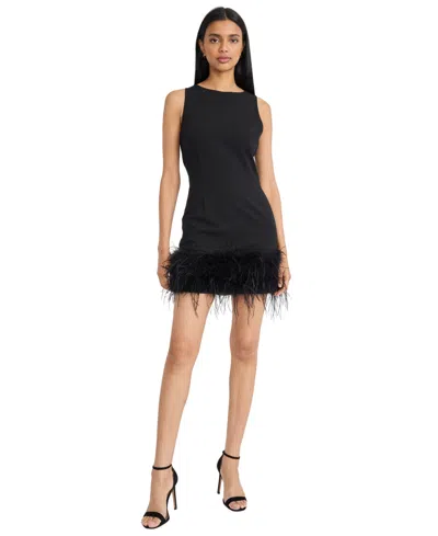 Donna Morgan Women's Feather Bottom Mini Dress In Black