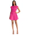 Donna Morgan Gathered Linen Mini Dress In Fuschia Red