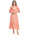 Donna Morgan Womens Chiffon Printed Maxi Dress In Coral