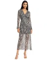 Donna Morgan Womens Long Sleeve Midi Abstract Sheath Dress In Multi