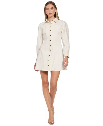 Donna Morgan Women's Long-sleeve Mini Denim Shirt Dress In Off White