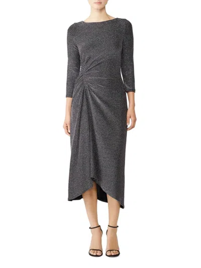 Donna Morgan Women's Metallic Knit Midi Dress In Grey
