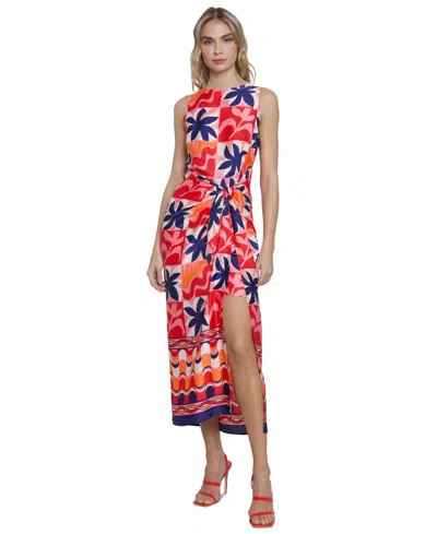 Donna Morgan Women's Printed Charmeuse Midi Dress In Red