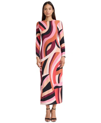Donna Morgan Women's Printed Crewneck Midi Dress In Multi