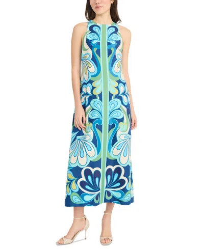 Donna Morgan Women's Printed Maxi Dress In Teal,orange
