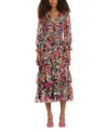 Donna Morgan Midi Dress In Cream,hot Pink