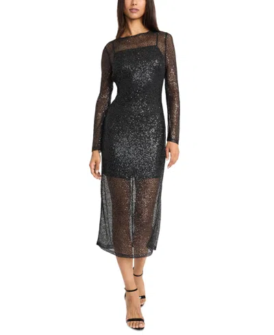 Donna Morgan Women's Sequined Midi Dress In Black