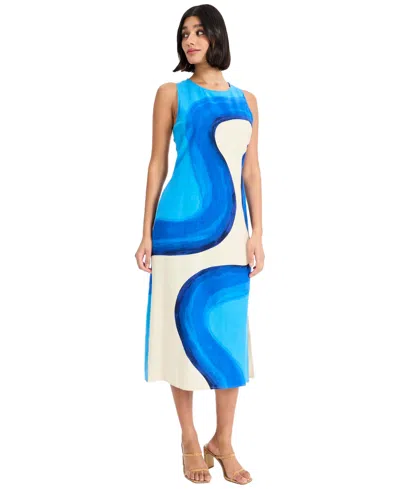 Donna Morgan Sleeveless Midi Dress In Blue