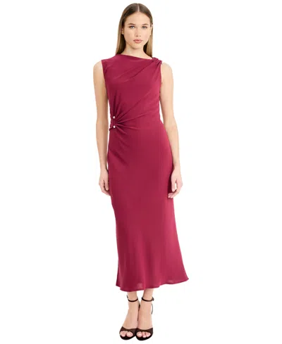 Donna Morgan Sleeveless Hardware Midi Dress In Red