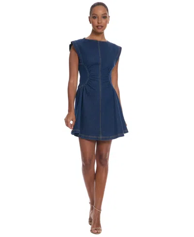 Donna Morgan Women's Soft Stretch Jewel Neck Zipper Dress In Brown