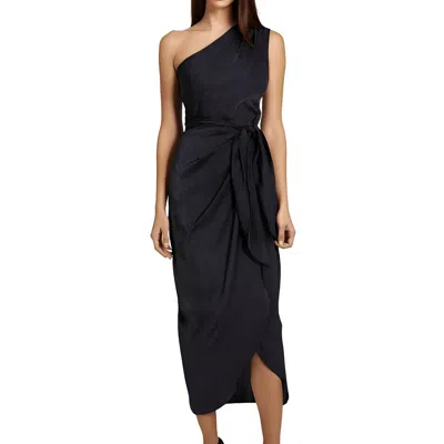 Donna Morgan Womens Asymmetric Satin Midi Dress In Blue
