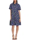 Donna Morgan Womens Cotton Collared Shirtdress In Multi