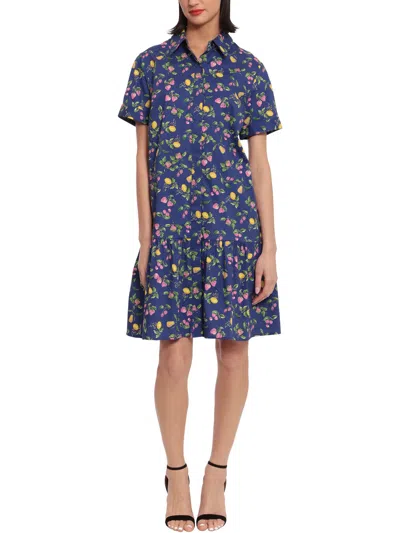 Donna Morgan Womens Cotton Collared Shirtdress In Multi