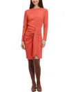 Donna Morgan Womens Crepe Faux Wrap Wear To Work Dress In Red