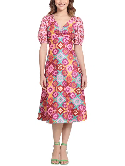 Donna Morgan Womens Printed Polyester Midi Dress In Multi