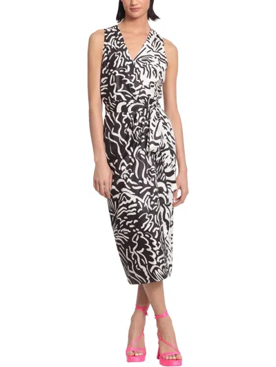 Donna Morgan Womens Printed Sleeveless Wrap Dress In Multi