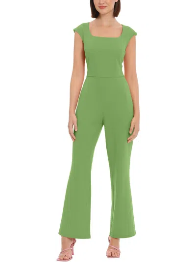 Donna Morgan Womens Square Neck Flare Leg Jumpsuit In Green