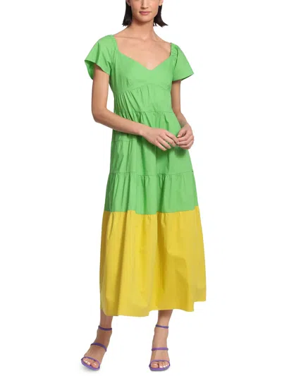 Donna Morgan Womens Tiered Long Maxi Dress In Green