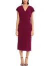 Donna Morgan Womens V-neck Short Sleeve Midi Dress