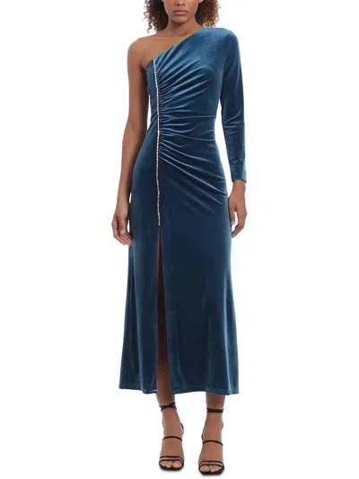 Donna Morgan Womens Velvet Mid-calf Midi Dress In Blue