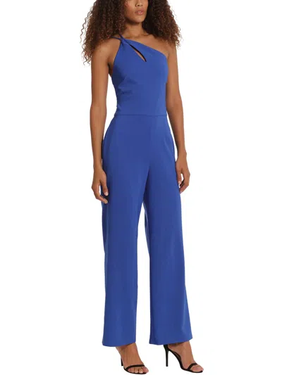 Donna Morgan Womens Wide Leg Pocketed Jumpsuit In Blue