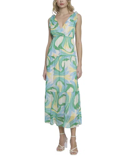 Donna Morgan Yoryu Gold Stripe Print Midi Dress In Multi