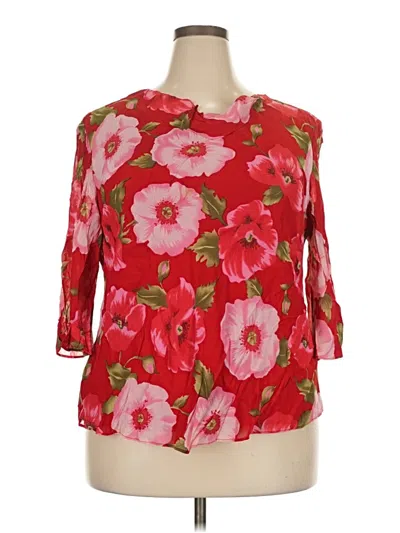 Pre-owned Donna Ricco 3/4 Sleeve Blouse In Red