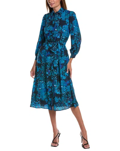 Donna Ricco Angela Shirtdress In Navy