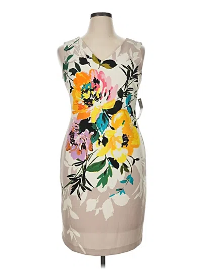 Pre-owned Donna Ricco Cocktail Dress In Tan