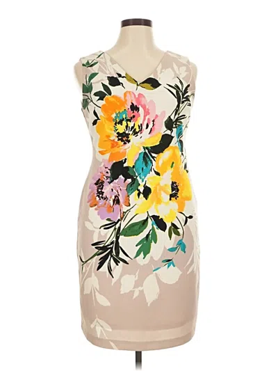 Pre-owned Donna Ricco Cocktail Dress In Tan