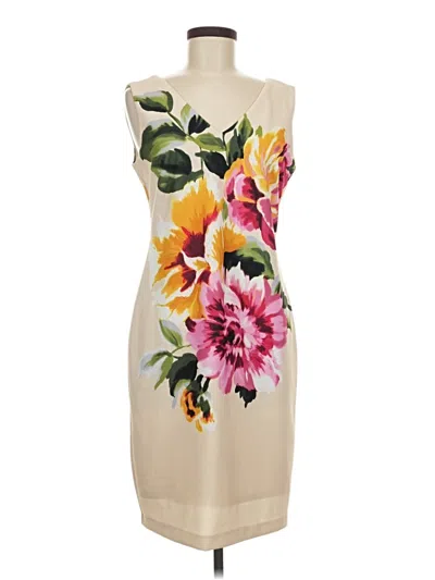 Pre-owned Donna Ricco Cocktail Dress In Tan