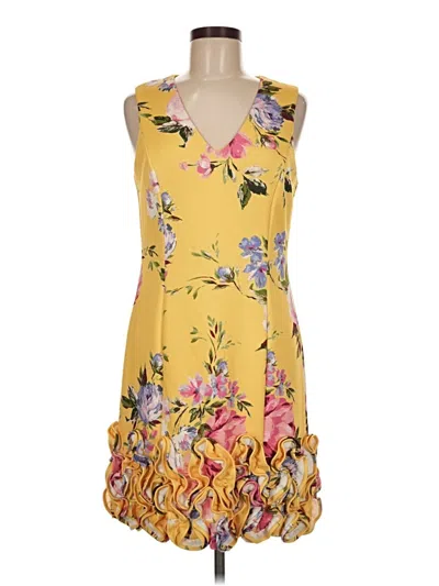 Pre-owned Donna Ricco Cocktail Dress In Yellow