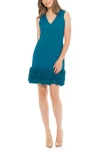 Donna Ricco Cupcake Hem Scuba Sheath Dress In Cerulean