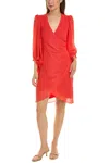 Donna Ricco Dr52746 Short Cocktail Wrap Dress In Red