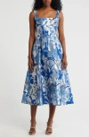 Donna Ricco Floral Jacquard Fit & Flare Midi Dress