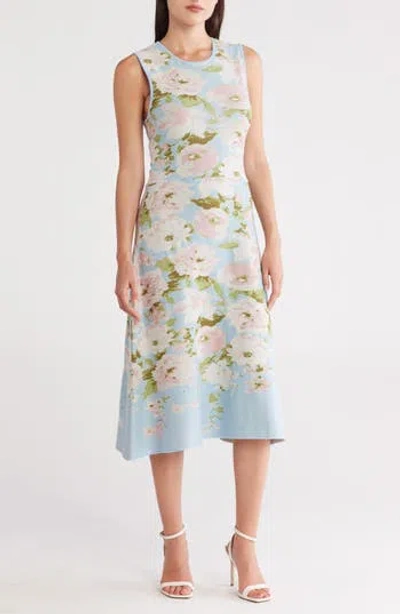 Donna Ricco Floral Sleeveless Midi Sweater Dress