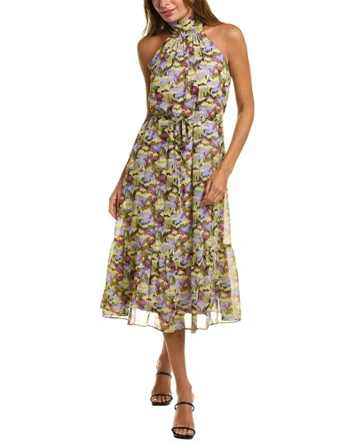 Donna Ricco Halter Midi Dress In Multi