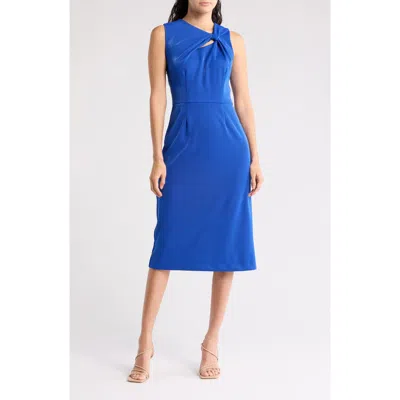Donna Ricco Knotted Sheath Dress In Blue