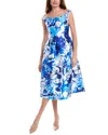 Donna Ricco Women's Floral-print Midi Dress In Blue