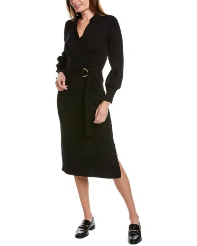 Donna Ricco Polo Collar Midi Dress In Black