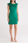 Donna Ricco Rosette Cap Sleeve Sheath Dress