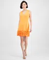 Donna Ricco Ruffle-hem Sheath Dress In Tangerine