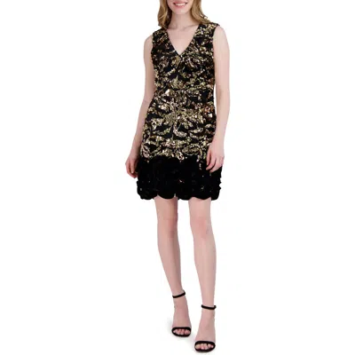 Donna Ricco Ruffle Hem Sleeveless Dress In Black