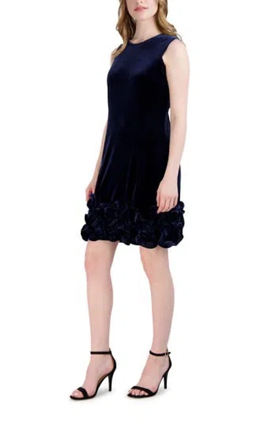 Donna Ricco Ruffle Hem Sleeveless Dress In Blue