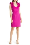 Donna Ricco Sleeveless Ruffle Shoulder Midi Dress In Orchid