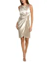 Donna Ricco Cap Sleeve Dress In Gold